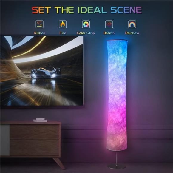 Modern Floor Lamp, RGB Color Changing Led Smart Lamp Alexa APP Control with DIY - Picture 3 of 6